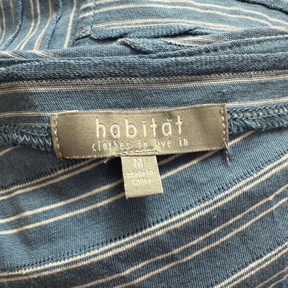 Habitat Womens Top Medium Blue Textured Asymmetrical Blouse 100%‎ Cotton Comfort - Picture 2 of 5